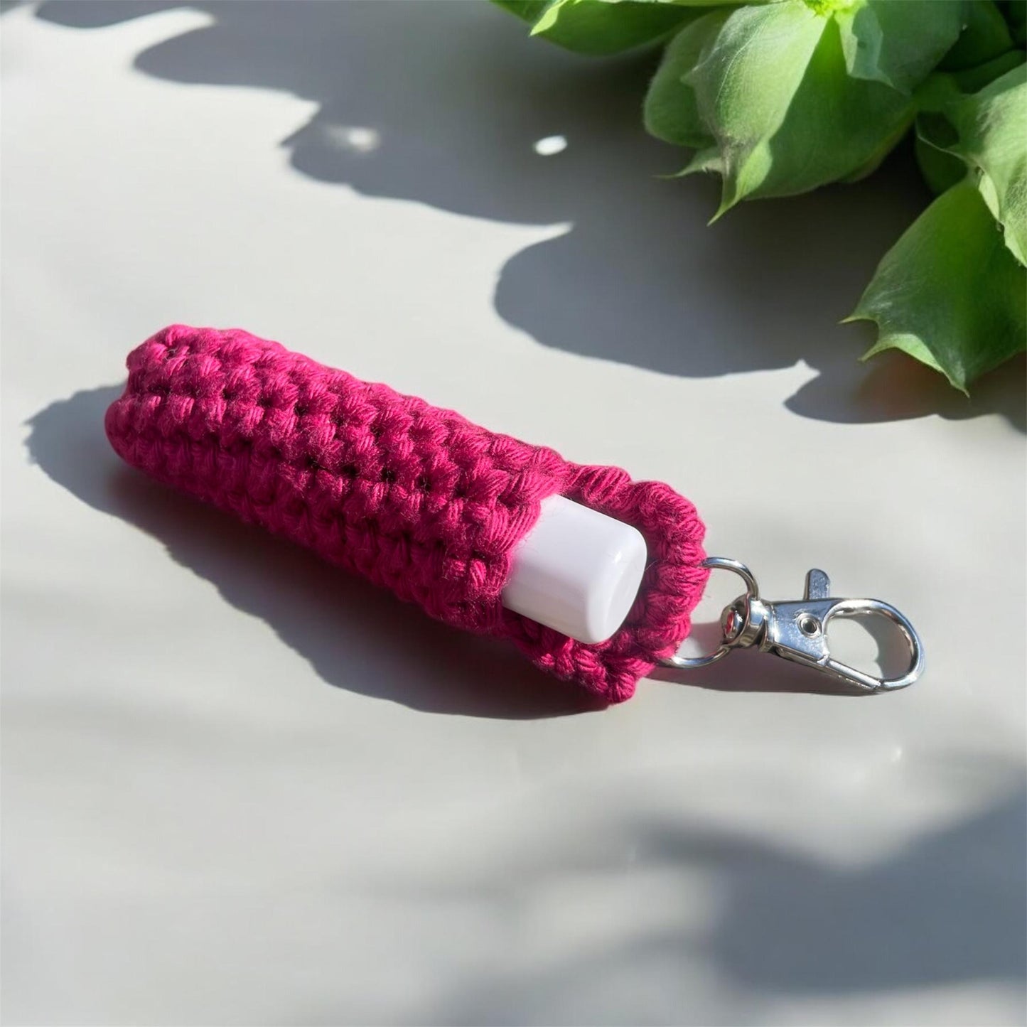 Crochet Lip Balm Holder Keychain – Handmade Accessory – Chapstick Cozy – StitchCraft and Sorcery