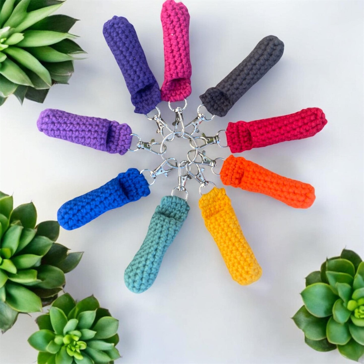 Crochet Lip Balm Holder Keychain – Handmade Accessory – Chapstick Cozy – StitchCraft and Sorcery