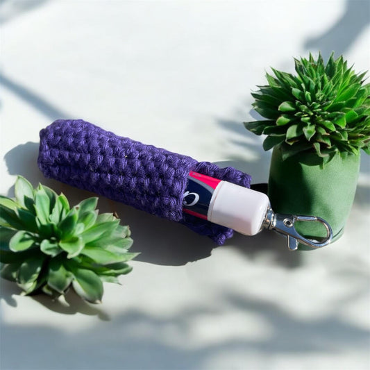 Crochet Lip Balm Holder Keychain – Handmade Accessory – Chapstick Cozy – StitchCraft and Sorcery