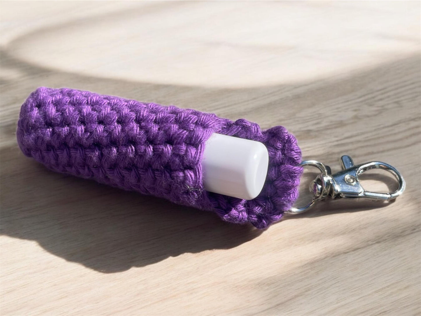 Crochet Lip Balm Holder Keychain – Handmade Accessory – Chapstick Cozy – StitchCraft and Sorcery